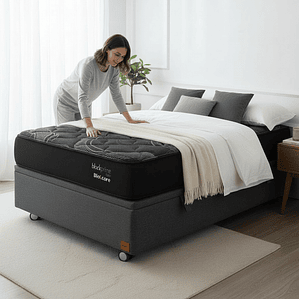 Cama Baul 1 Plaza + Colchon Black Prime - Modelo Uno / Ruedas A Eleccion (Gris)