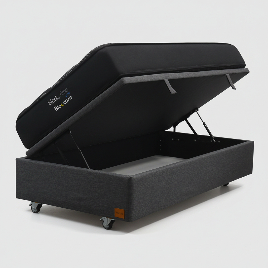 Cama Baul 1 Plaza + Colchon Black Prime - Modelo Uno / Ruedas A Eleccion (Gris) 6
