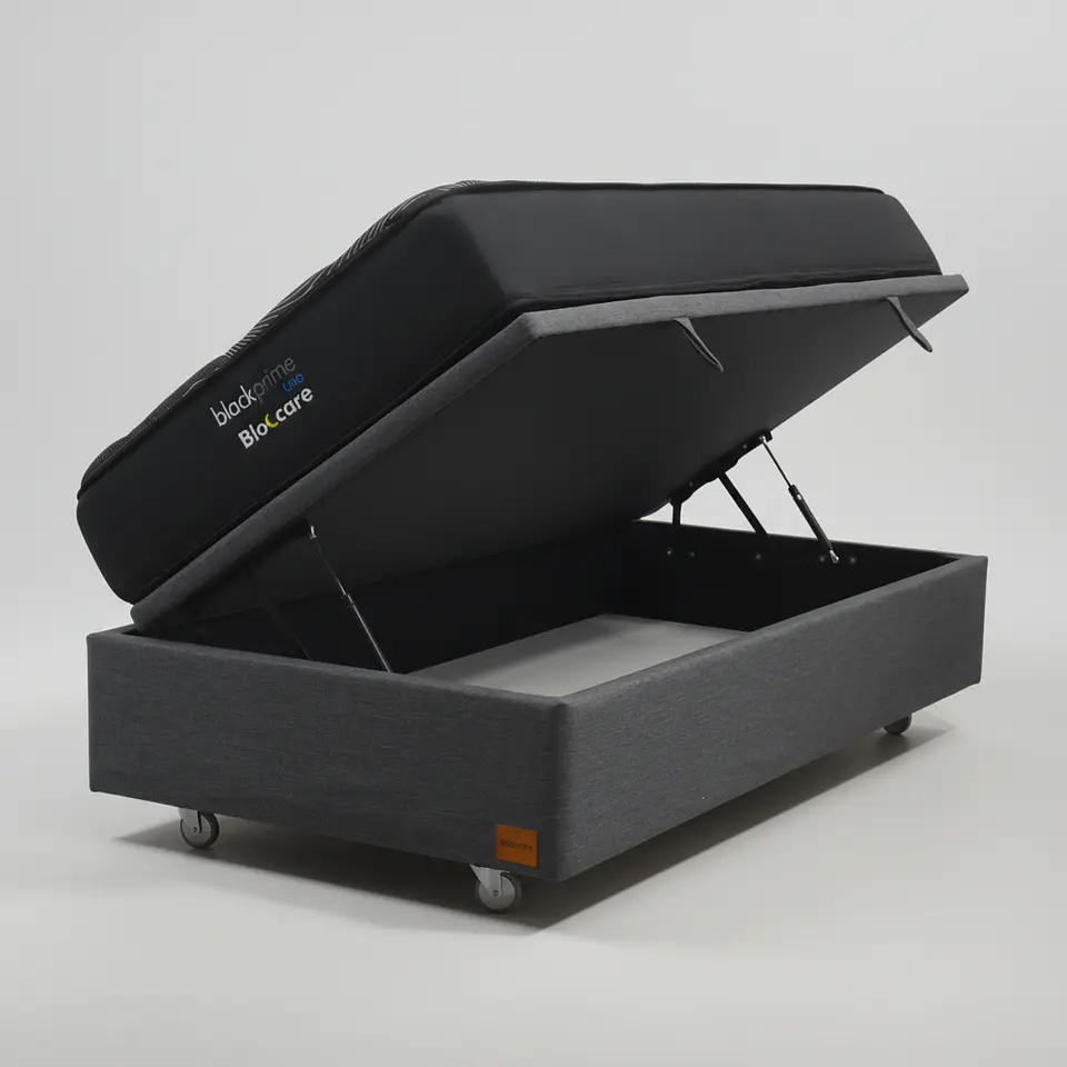Cama Baul 1 Plaza + Colchon Black Prime - Modelo Uno / Ruedas A Eleccion (Gris) 4