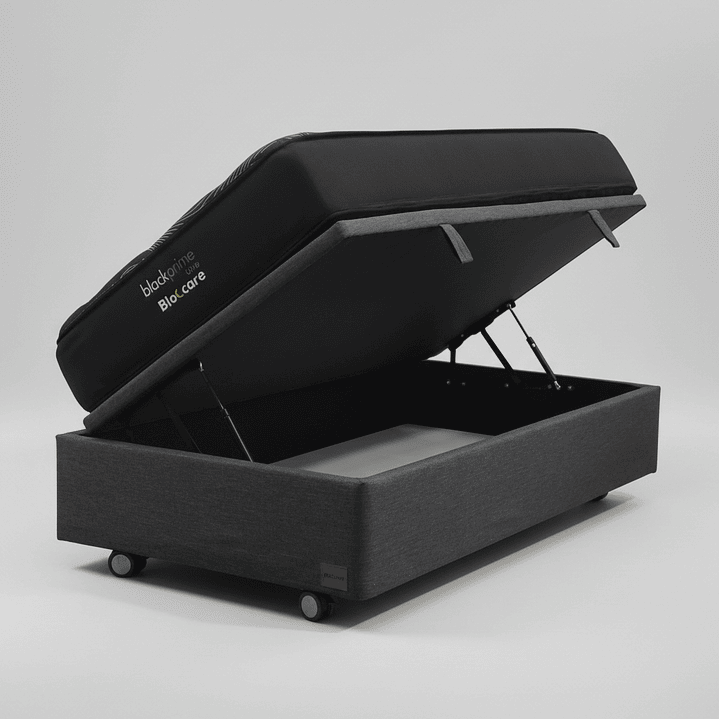 Cama Baul 1.5 Plaza + Colchon Black Prime - Modelo Uno / Ruedas A Eleccion (Gris) 2