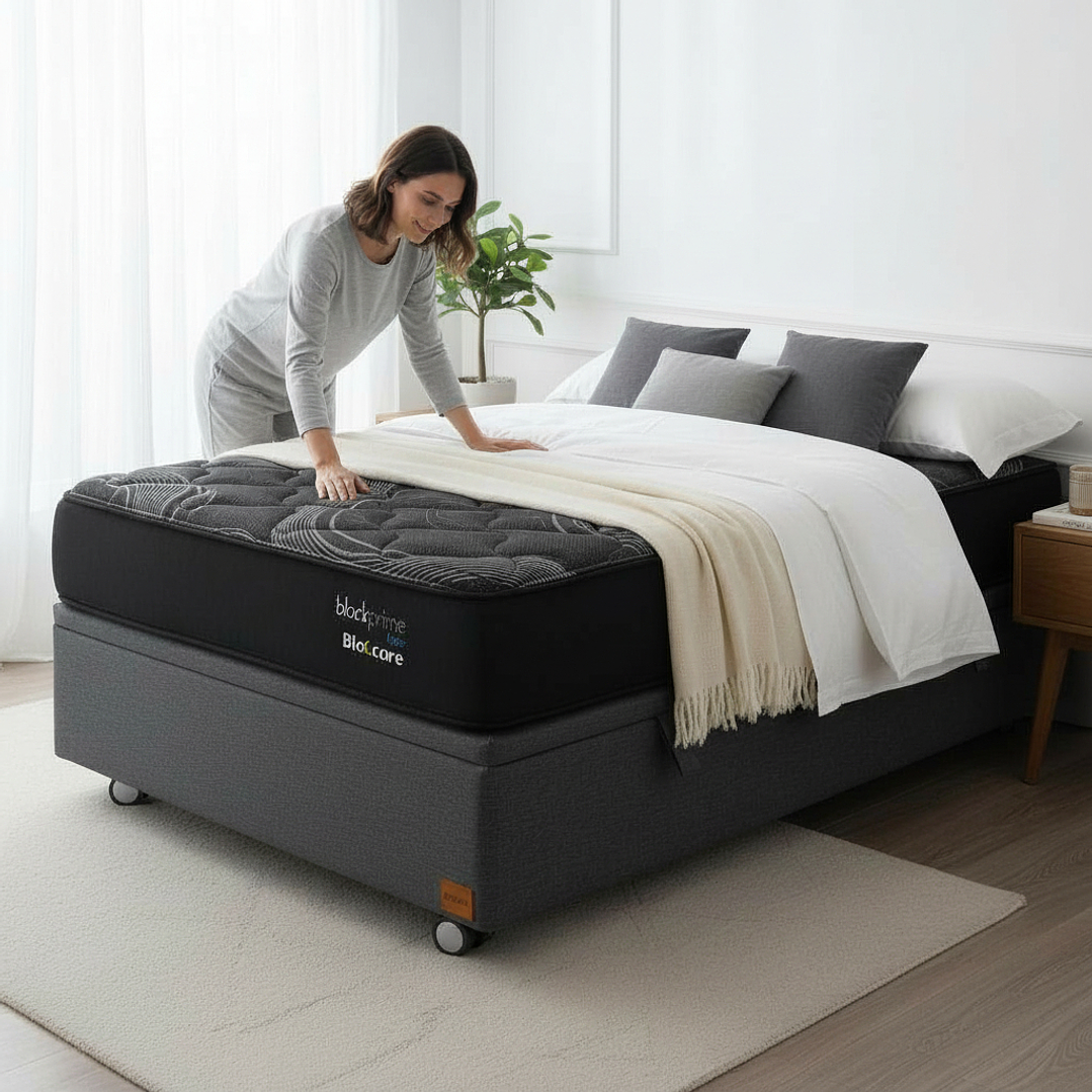 Cama Baul 1.5 Plaza + Colchon Black Prime - Modelo Uno / Ruedas A Eleccion (Gris) 1
