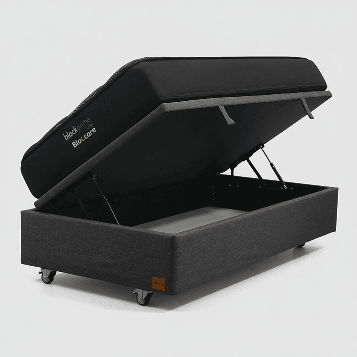 Cama Baul 1.5 Plaza + Colchon Black Prime - Modelo Uno / Ruedas A Eleccion (Gris) 6