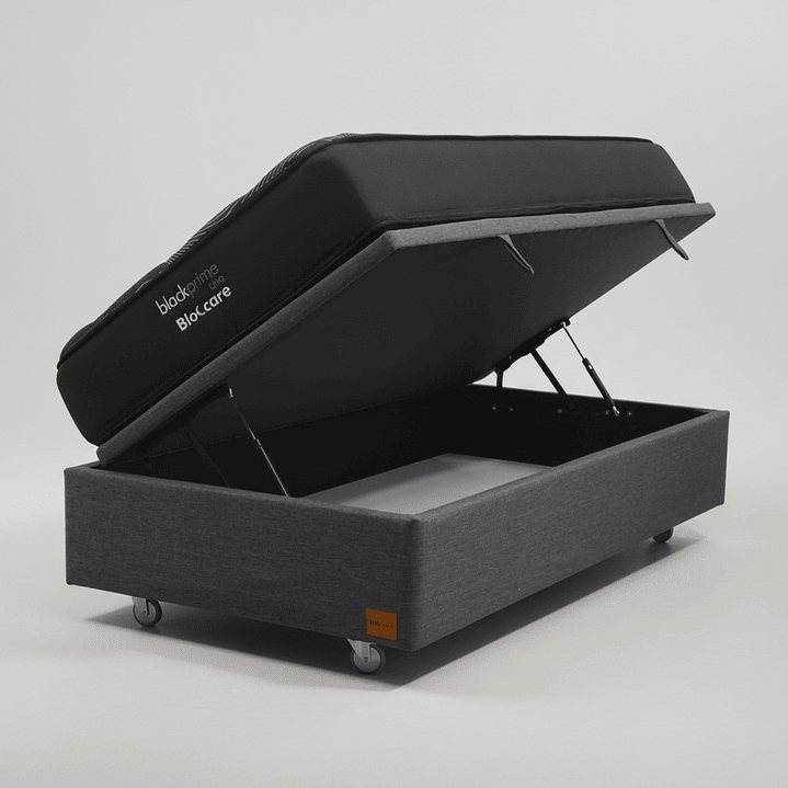 Cama Baul 1.5 Plaza + Colchon Black Prime - Modelo Uno / Ruedas A Eleccion (Gris) 4