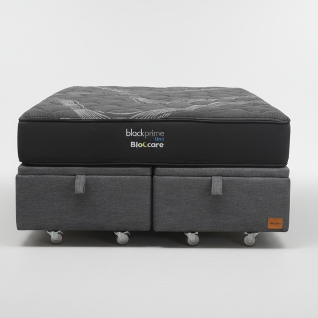 Cama Baul 2 Plaza + Colchon Black Prime - Modelo Uno / Ruedas A Eleccion (Gris) 4