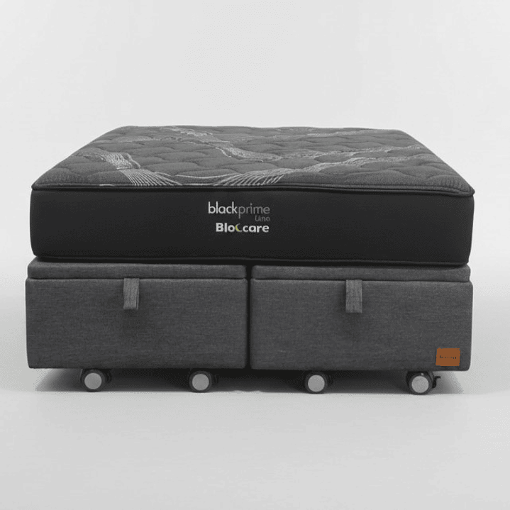Cama Baul 2 Plaza + Colchon Black Prime - Modelo Uno / Ruedas A Eleccion (Gris) 2