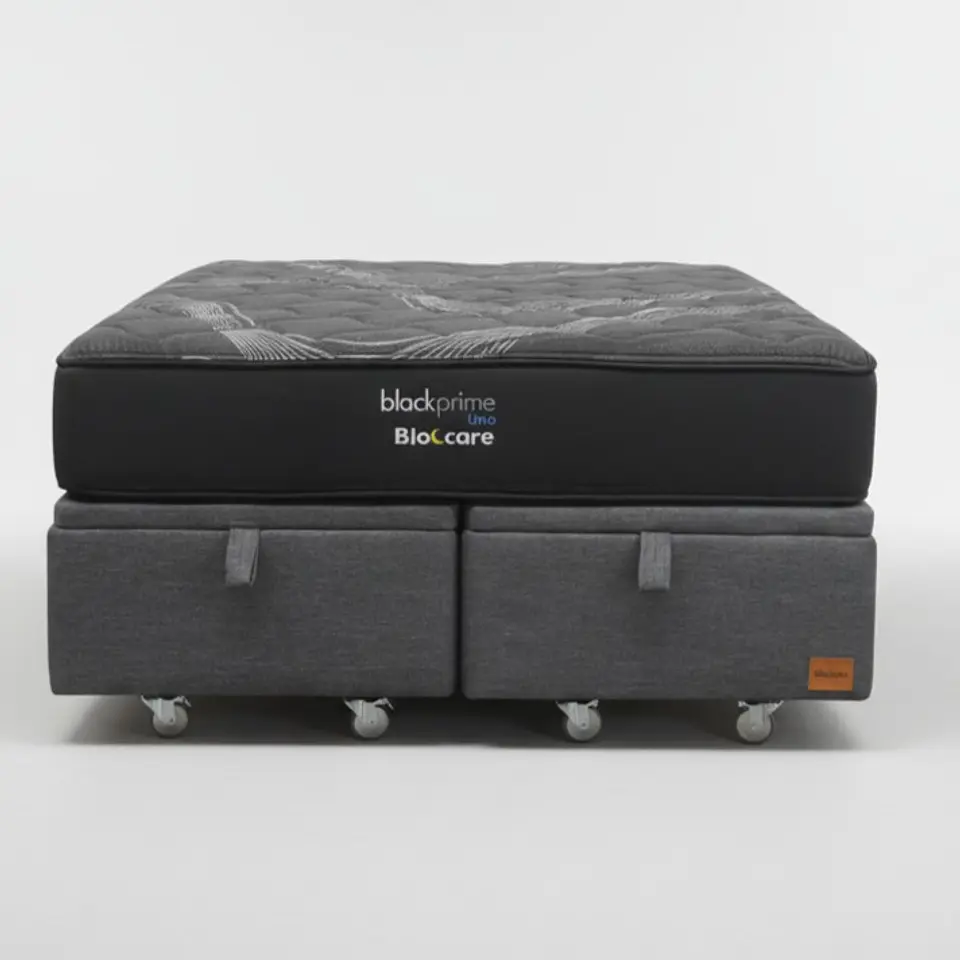 Cama Baul King + Colchon Black Prime - Modelo Uno / Ruedas A Eleccion (Gris) 5