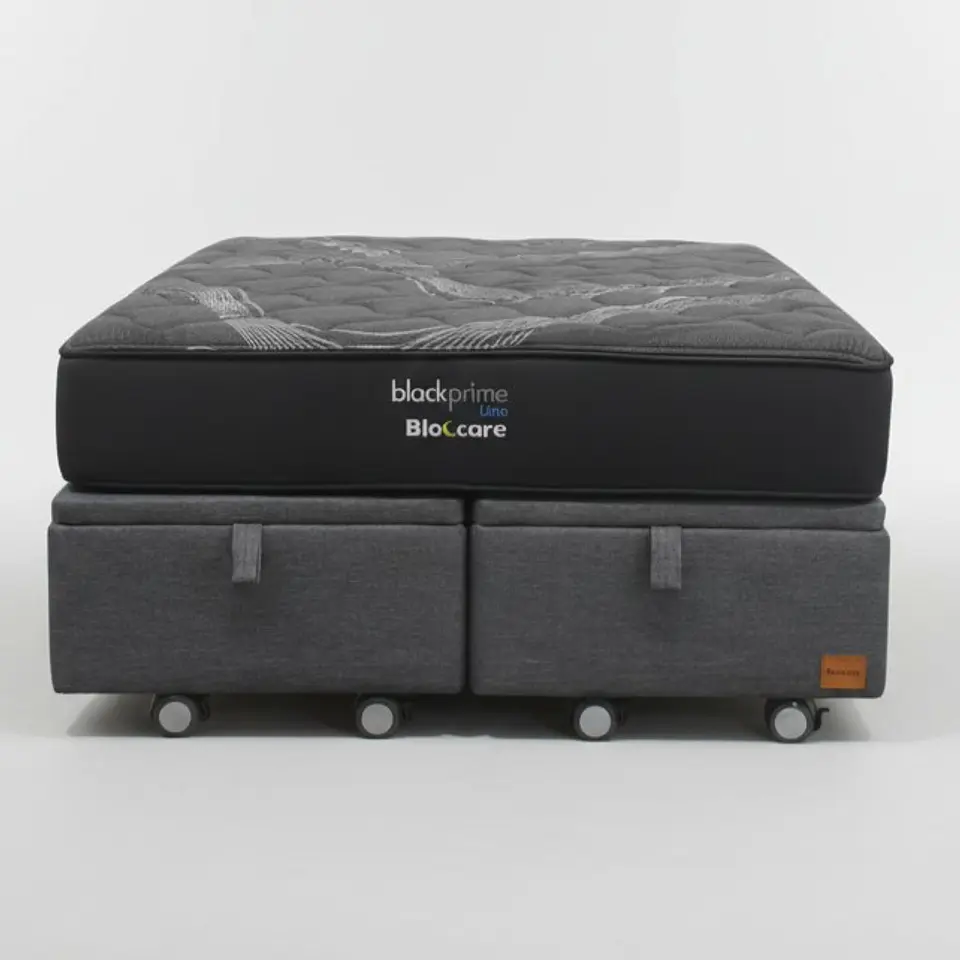 Cama Baul King + Colchon Black Prime - Modelo Uno / Ruedas A Eleccion (Gris) 2