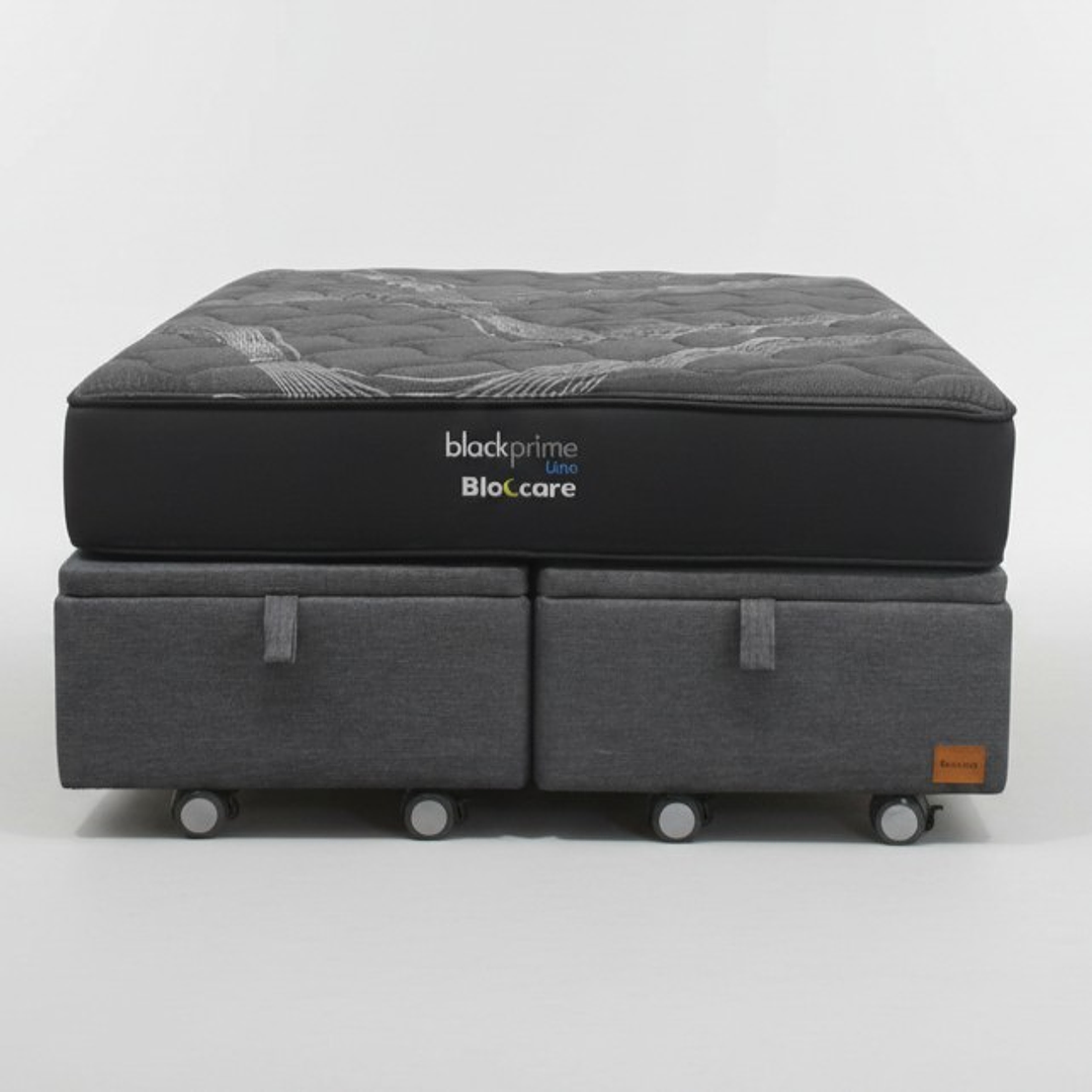 Cama Baul Super King + Colchon Black Prime - Modelo Uno / Ruedas A Eleccion (Gris) 2
