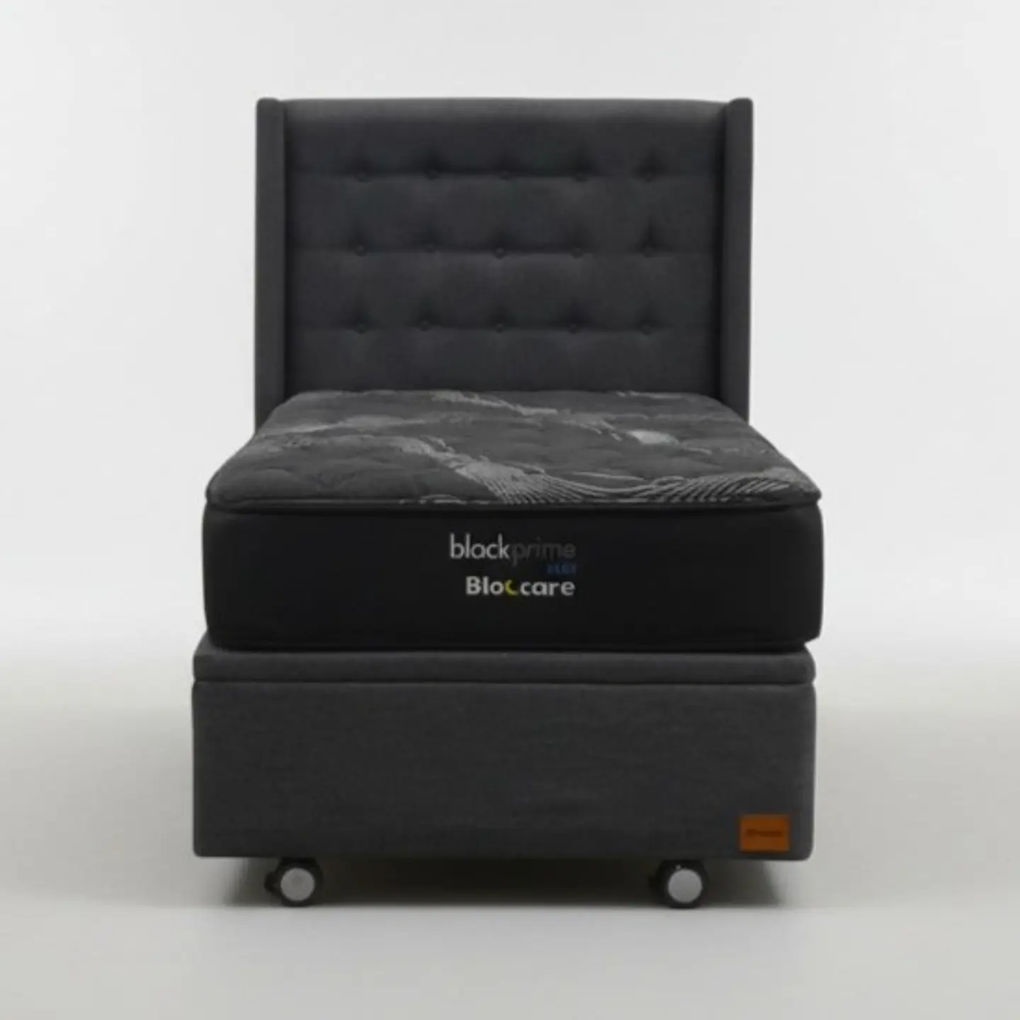 Cama Baul 1 Plaza + Colchon Black Prime - Modelo Uno + Respaldo  / Ruedas A Eleccion (Gris) 2