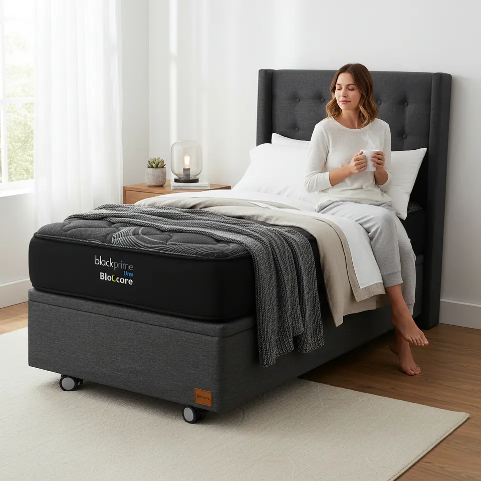 Cama Baul 1 Plaza + Colchon Black Prime - Modelo Uno + Respaldo  / Ruedas A Eleccion (Gris) 4
