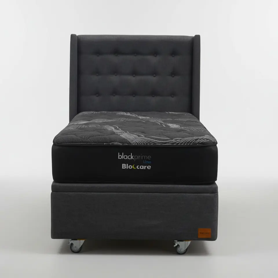 Cama Baul 1 Plaza + Colchon Black Prime - Modelo Uno + Respaldo  / Ruedas A Eleccion (Gris) 8