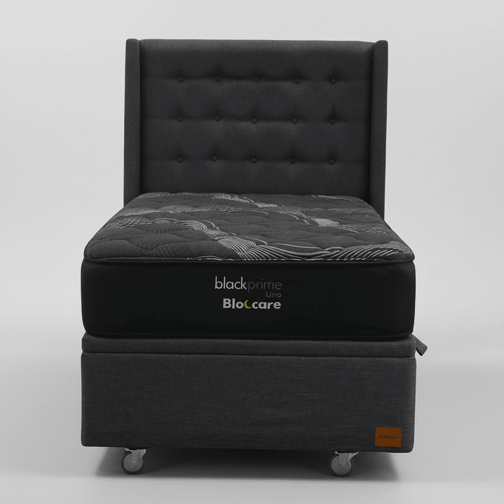 Cama Baul 1.5 Plaza + Colchon Black Prime - Modelo Uno + Respaldo  / Ruedas A Eleccion (Gris) 5