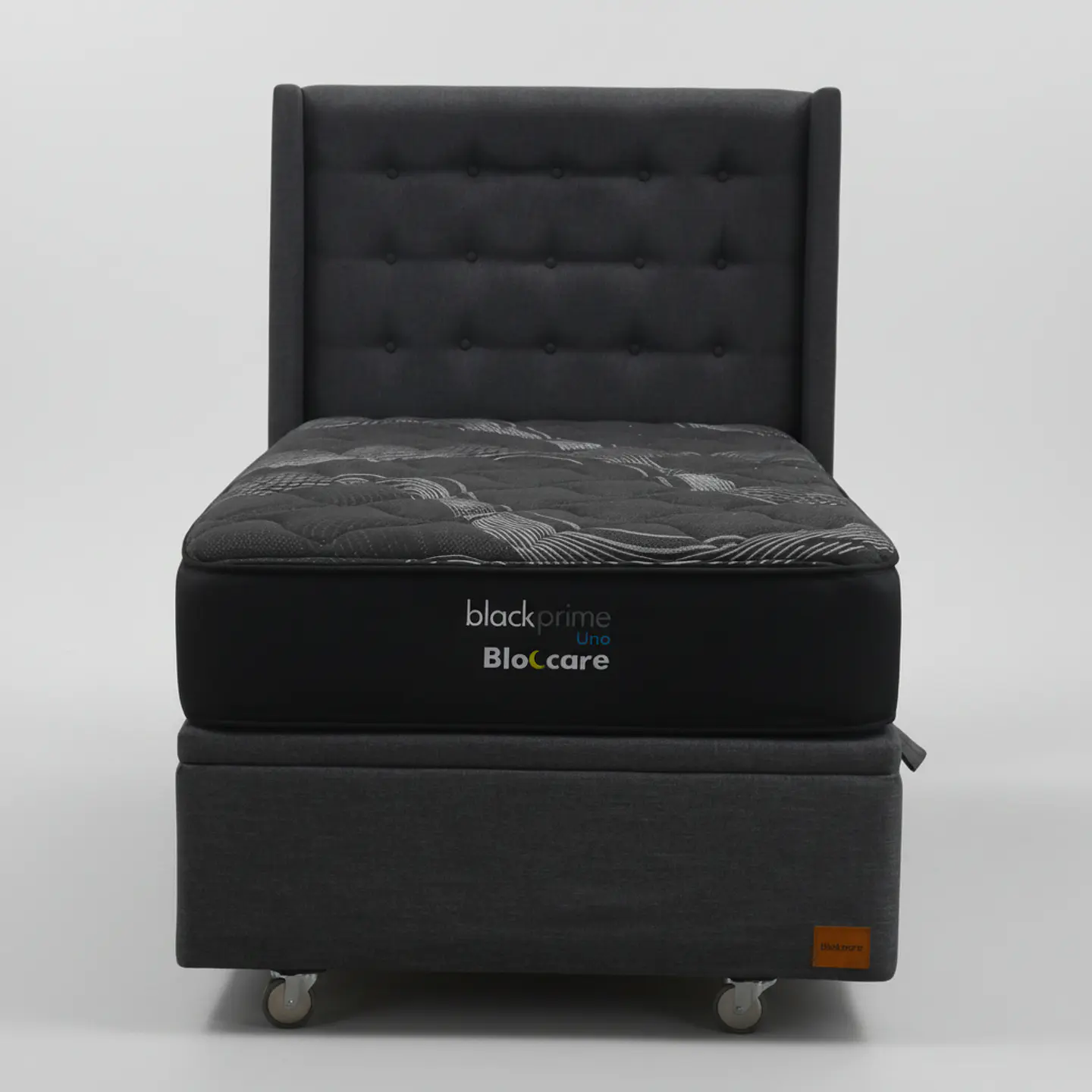 Cama Baul 1.5 Plaza + Colchon Black Prime - Modelo Uno + Respaldo  / Ruedas A Eleccion (Gris) 5