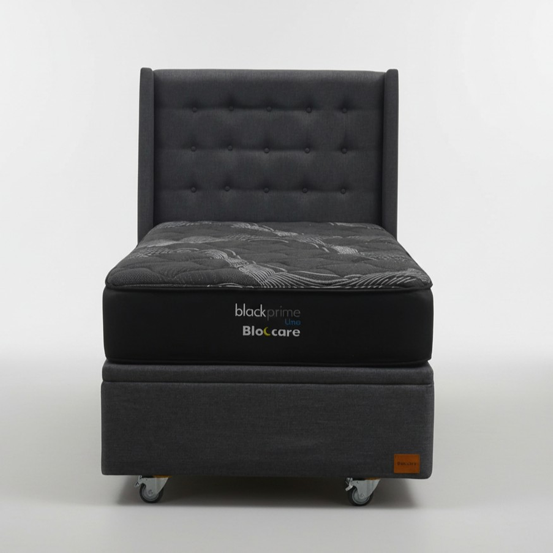 Cama Baul 1.5 Plaza + Colchon Black Prime - Modelo Uno + Respaldo  / Ruedas A Eleccion (Gris) 8