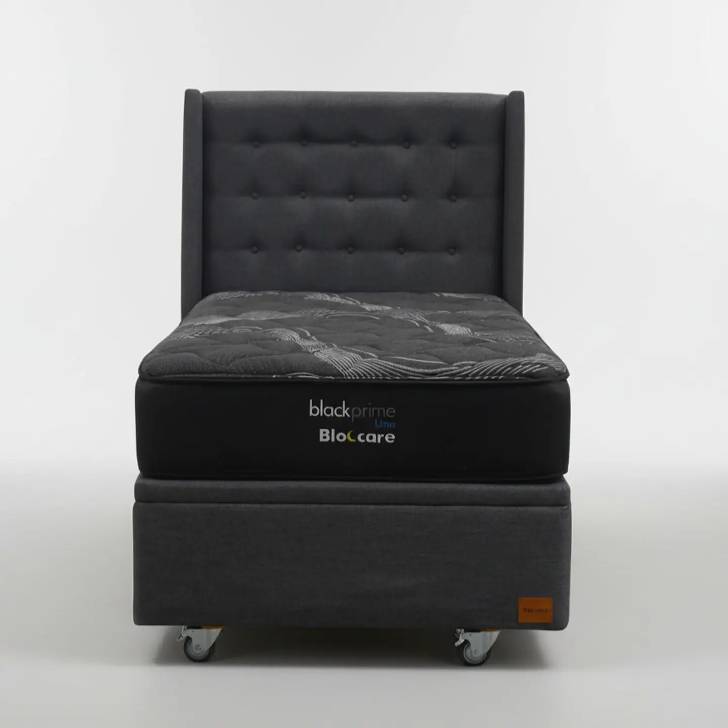 Cama Baul 1.5 Plaza + Colchon Black Prime - Modelo Uno + Respaldo  / Ruedas A Eleccion (Gris) 8
