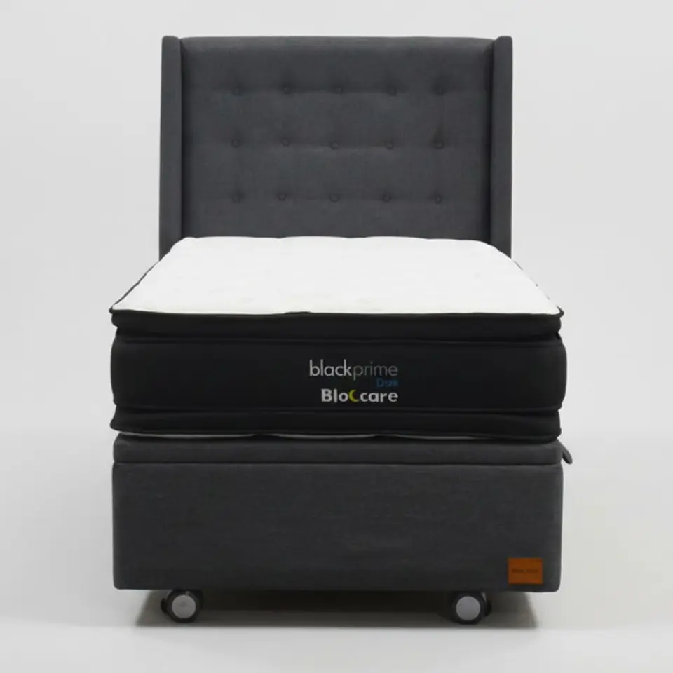 Cama Baul 1.5 Plaza + Colchon Black Prime - Modelo Dos + Respaldo / Ruedas A Eleccion (Gris) 2