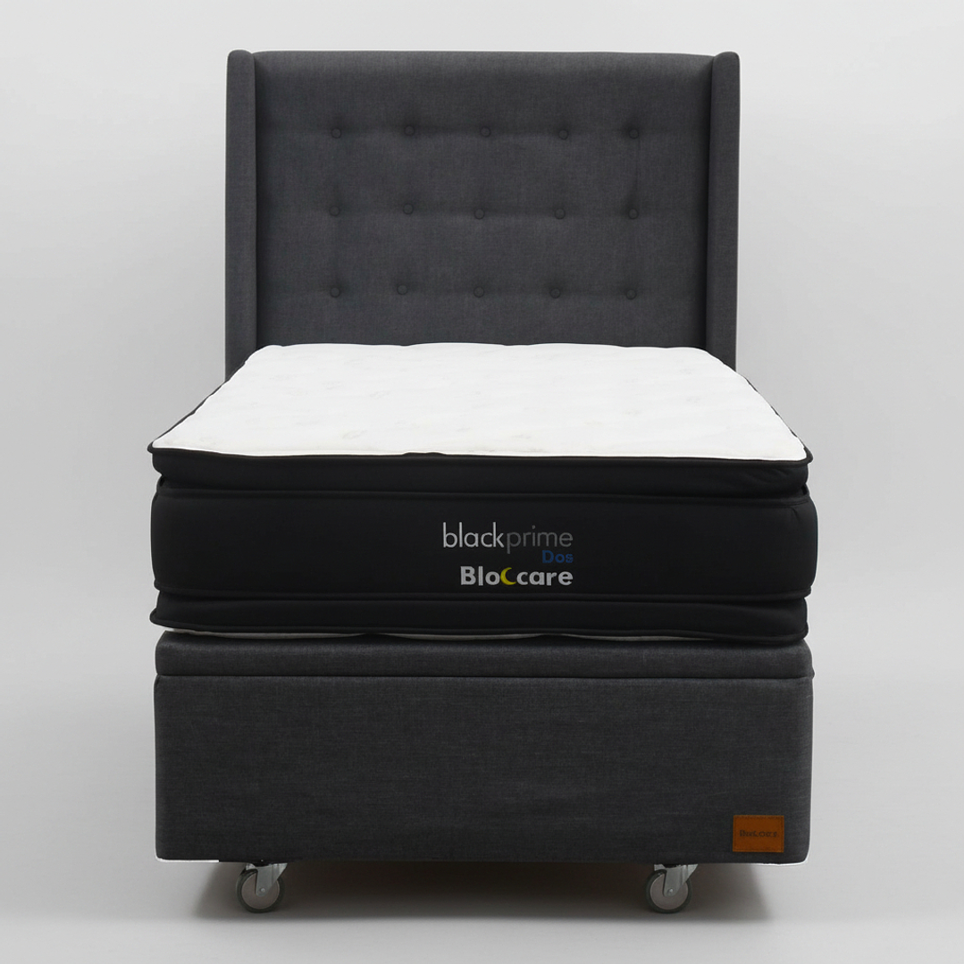 Cama Baul 1.5 Plaza + Colchon Black Prime - Modelo Dos + Respaldo / Ruedas A Eleccion (Gris) 4