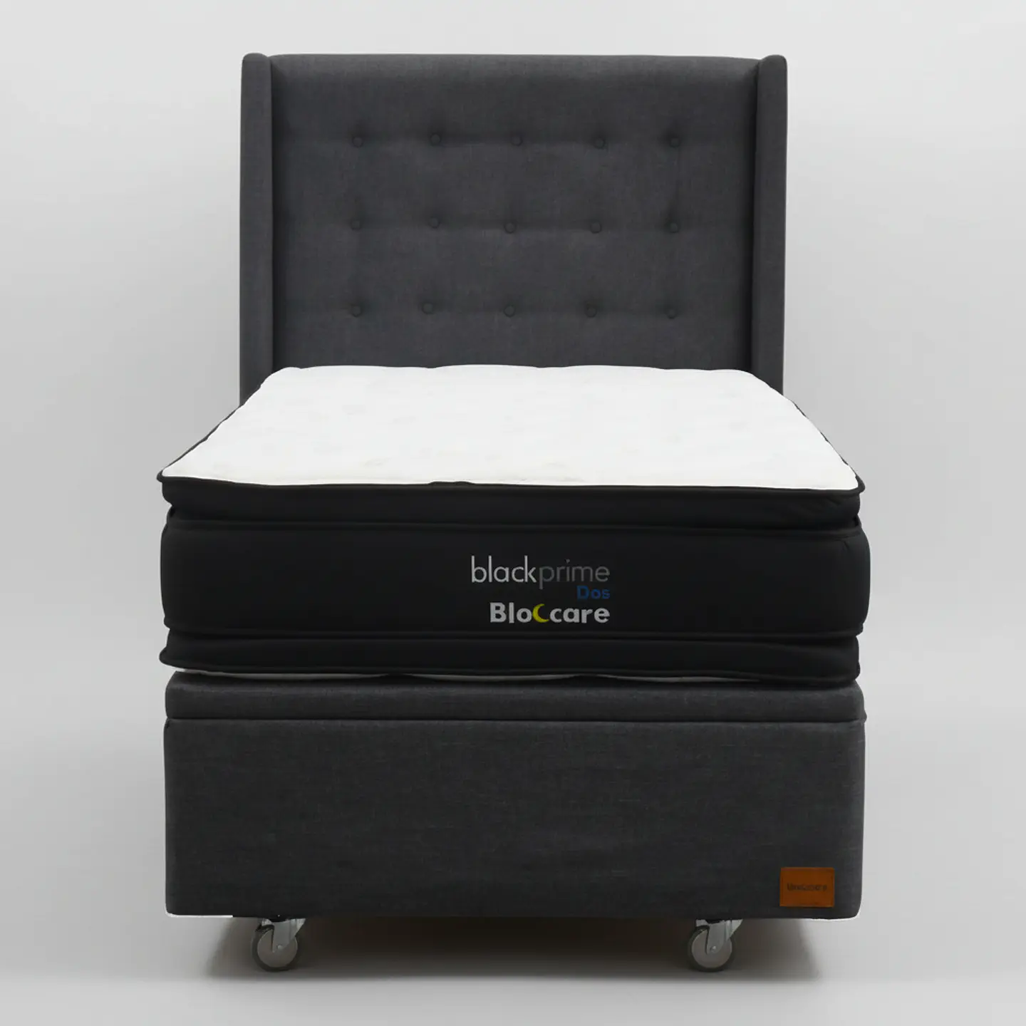 Cama Baul 1.5 Plaza + Colchon Black Prime - Modelo Dos + Respaldo / Ruedas A Eleccion (Gris) 4