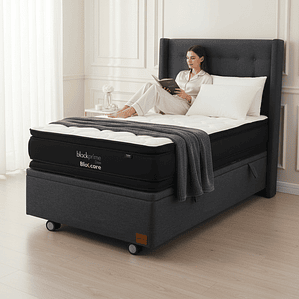 Cama Baul 1.5 Plaza + Colchon Black Prime - Modelo Dos + Respaldo / Ruedas A Eleccion (Gris)