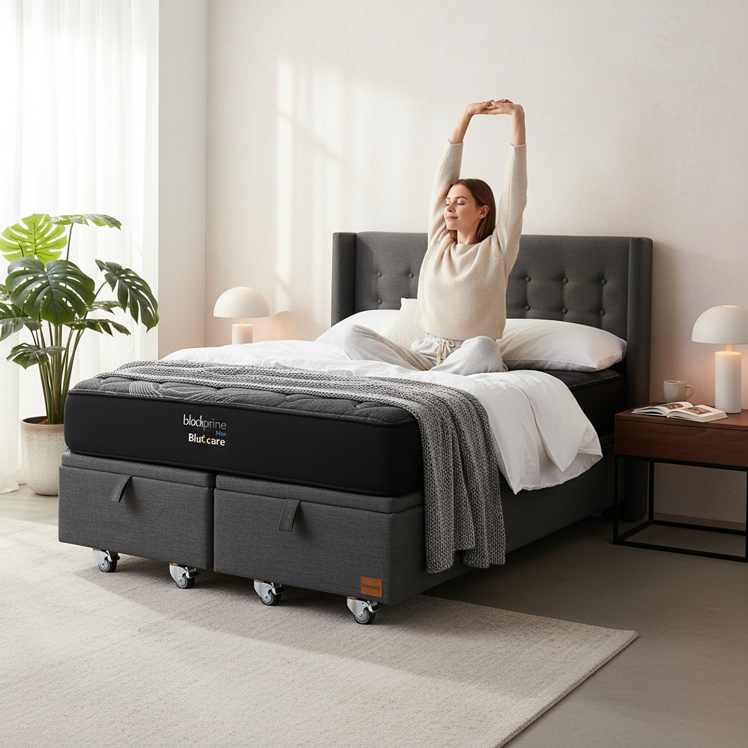 Cama Baul Super King + Colchon Black Prime - Modelo Uno + Respaldo  / Ruedas A Eleccion (Gris)- 4