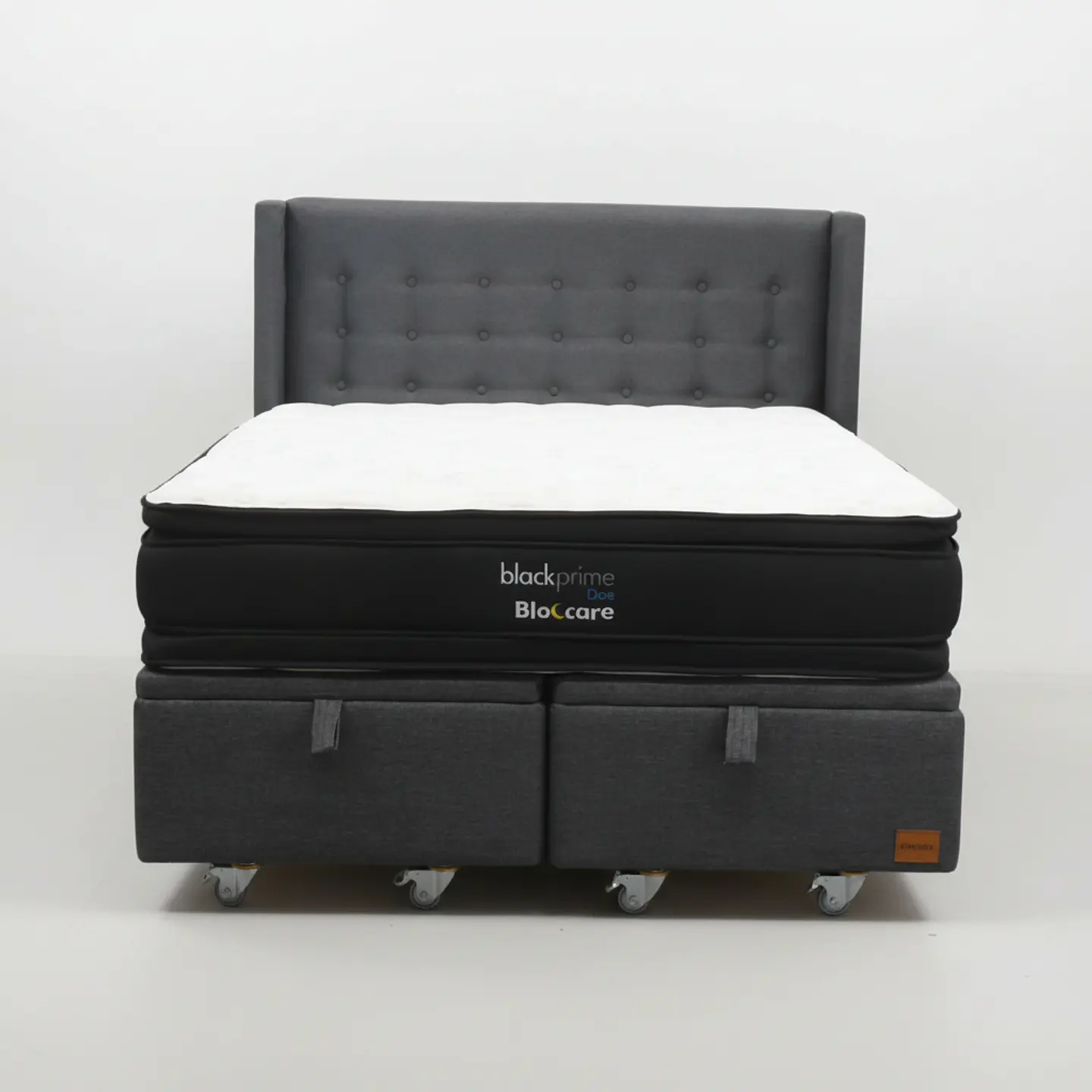 Cama Baul Super King + Colchon Black Prime - Modelo Dos + Respaldo / Ruedas A Eleccion (Gris) 6