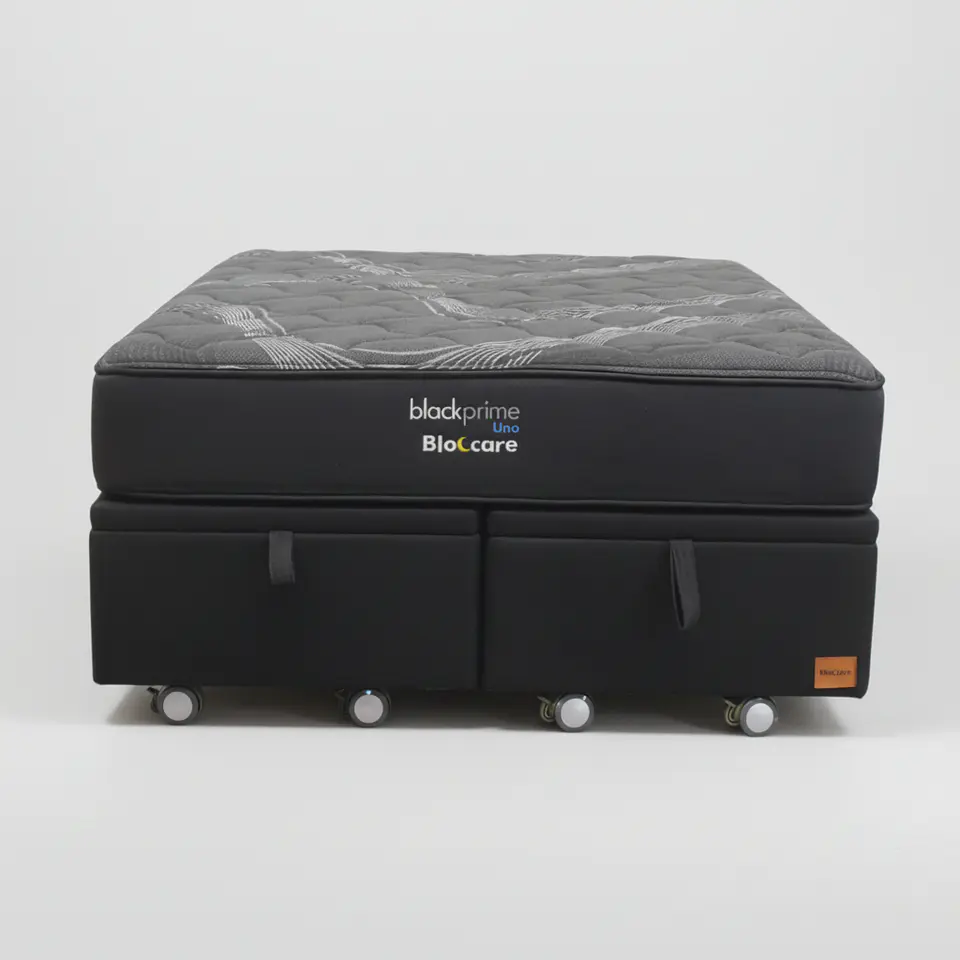 Cama Baul 2 Plaza + Colchon Black Prime - Modelo Uno / Ruedas A Eleccion (Negro) 3