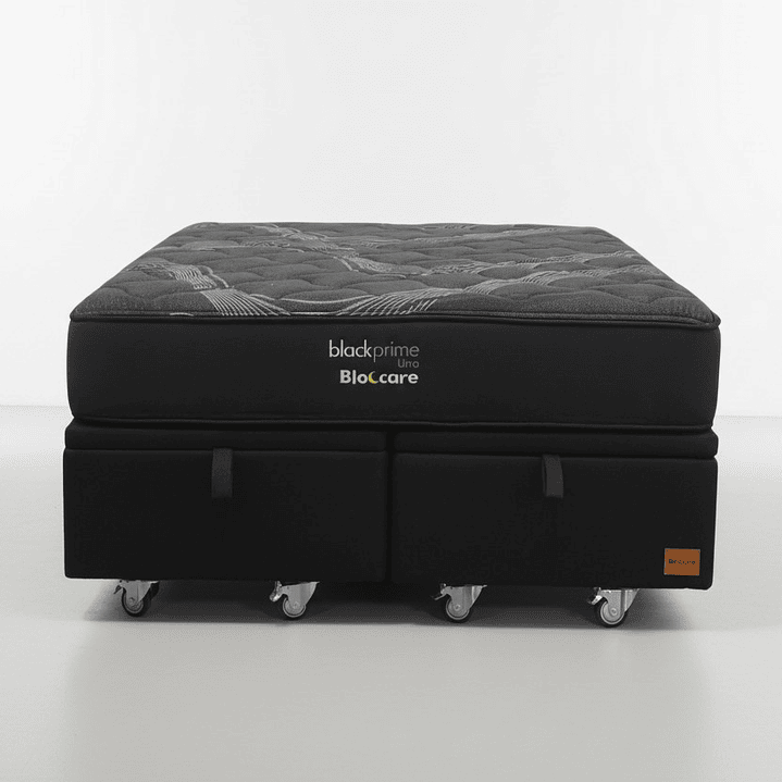Cama Baul 2 Plaza + Colchon Black Prime - Modelo Uno / Ruedas A Eleccion (Negro) 7