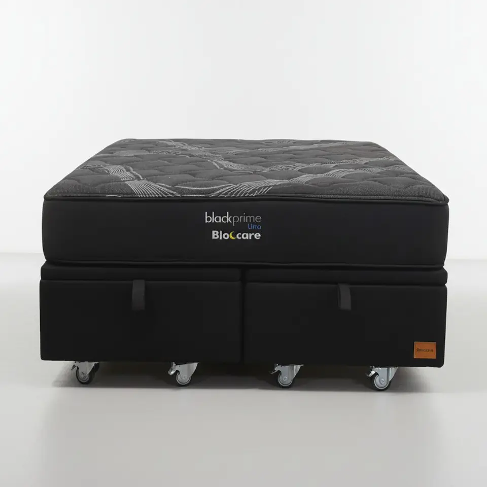 Cama Baul King + Colchon Black Prime - Modelo Uno / Ruedas A Eleccion (Negro) 7