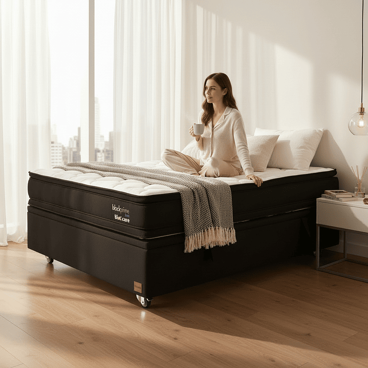 Cama Baul 1.5 Plaza + Colchon Black Prime - Modelo Dos / Ruedas A Eleccion (Negro) 1