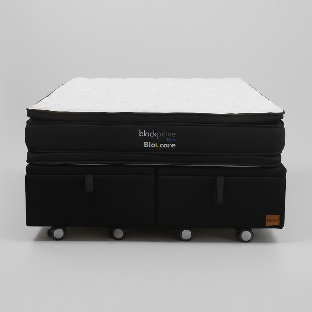 Cama Baul Super King + Colchon Black Prime - Modelo Dos / Ruedas A Eleccion (Negro) 2