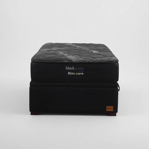 Cama Baul 1 Plaza + Colchon Black Prime - Modelo Uno / Con Patas De Madera (Negro)