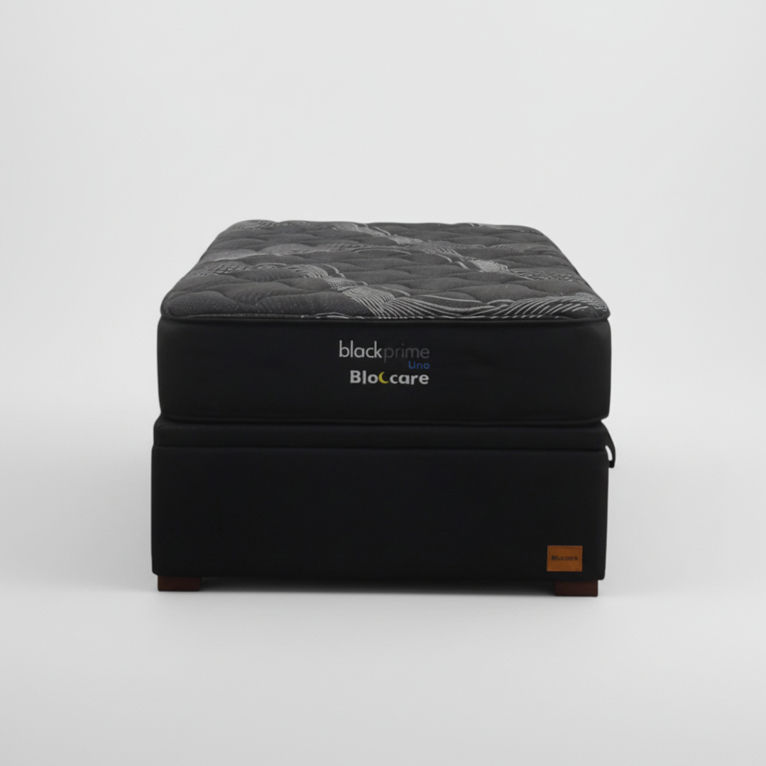 Cama Baul 1.5 Plaza + Colchon Black Prime - Modelo Uno / Con Patas De Madera (Negro) 3