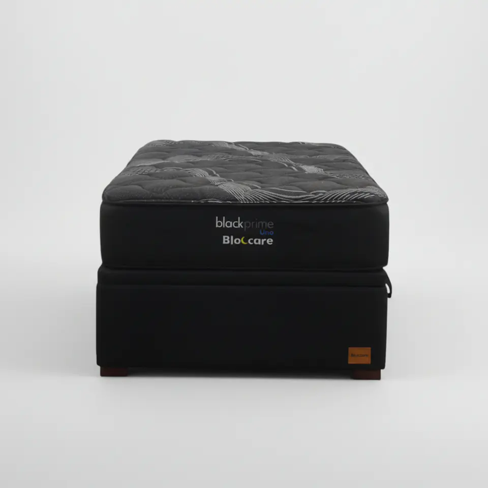 Cama Baul 1.5 Plaza + Colchon Black Prime - Modelo Uno / Con Patas De Madera (Negro) 3