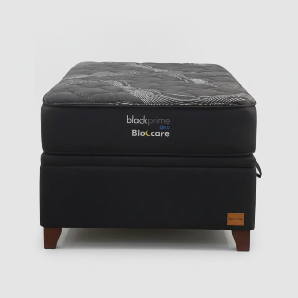 Cama Baul 1.5 Plaza + Colchon Black Prime - Modelo Uno / Con Patas De Madera (Negro) 5