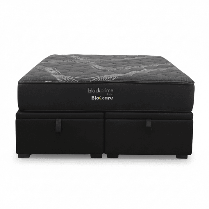 Cama Baul 2 Plazas + Colchon Black Prime - Modelo Uno / Con Patas De Madera (Negro) 3