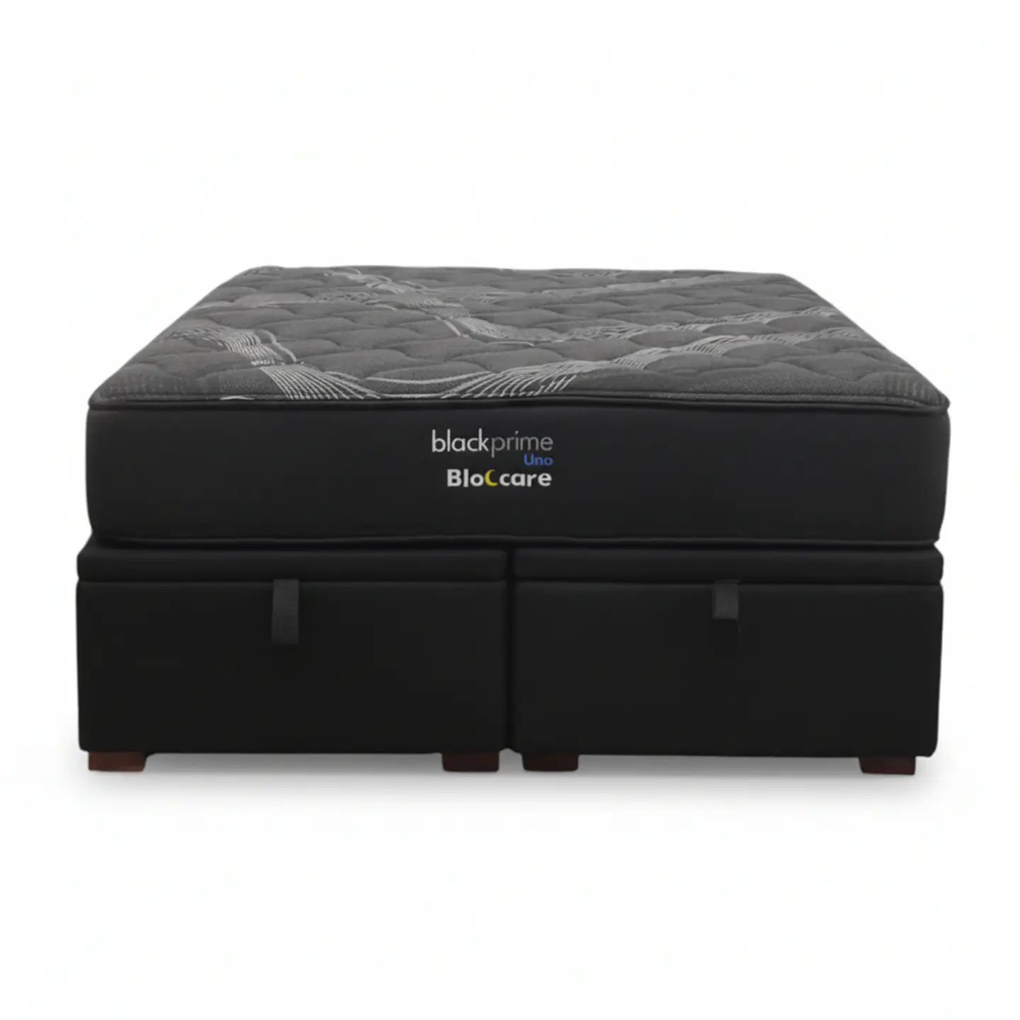 Cama Baul 2 Plazas + Colchon Black Prime - Modelo Uno / Con Patas De Madera (Negro) 3