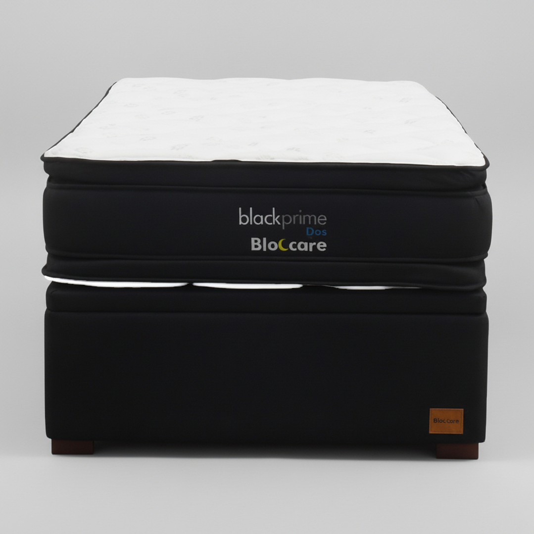 Cama Baul 1.5 Plaza + Colchon Black Prime - Modelo Dos / Con Patas De Madera (Negro) 3