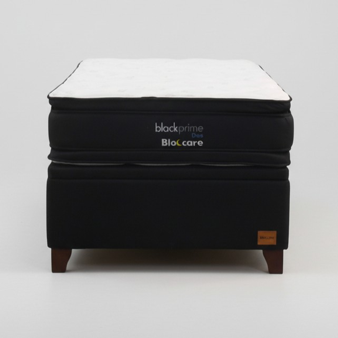 Cama Baul 1.5 Plaza + Colchon Black Prime - Modelo Dos / Con Patas De Madera (Negro) 4