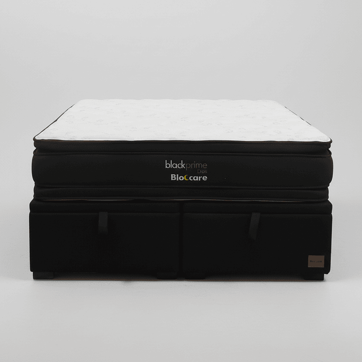 Cama Baul Super King + Colchon Black Prime - Modelo Dos / Con Patas De Madera (Negro) 2
