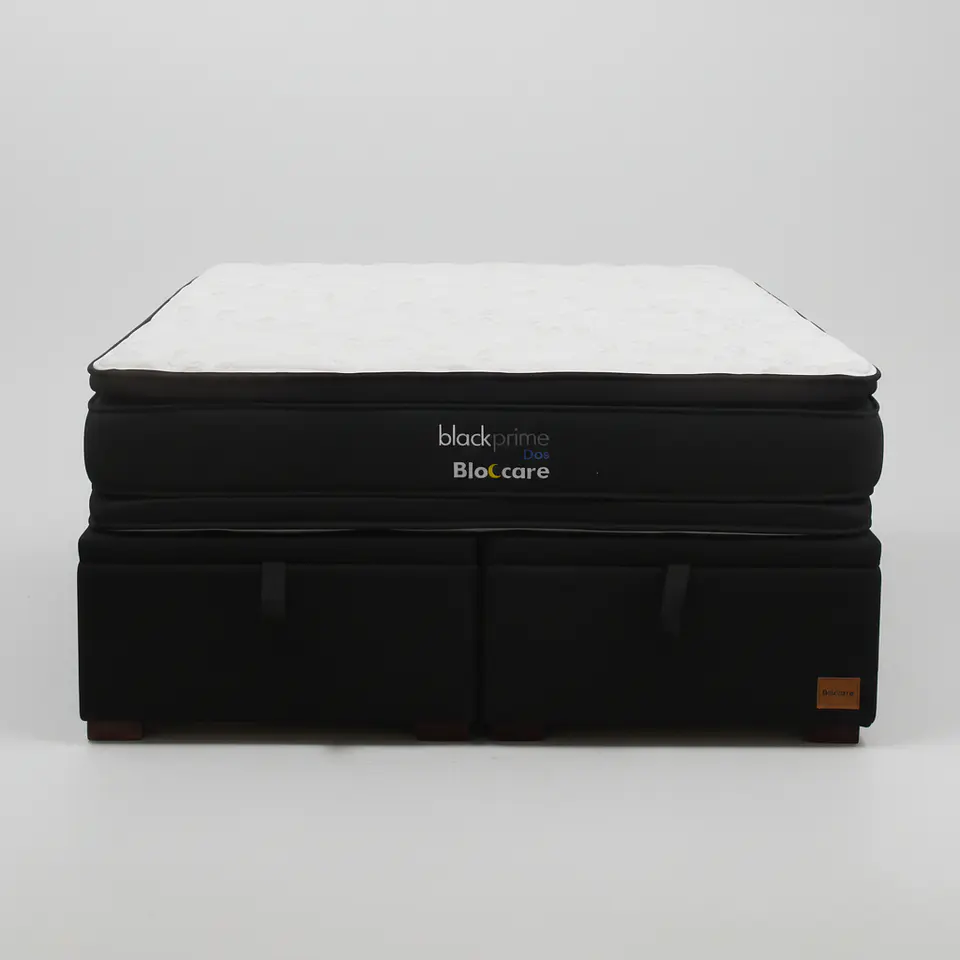 Cama Baul Super King + Colchon Black Prime - Modelo Dos / Con Patas De Madera (Negro) 2