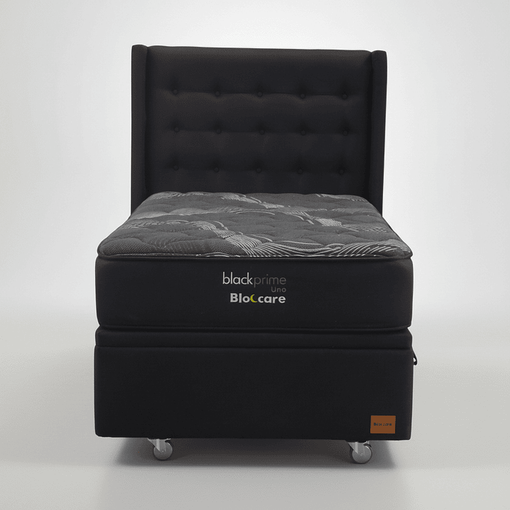 Cama Baul 1 Plaza + Colchon Black Prime - Modelo Uno + Respaldo / Ruedas A Eleccion (Negro) 4