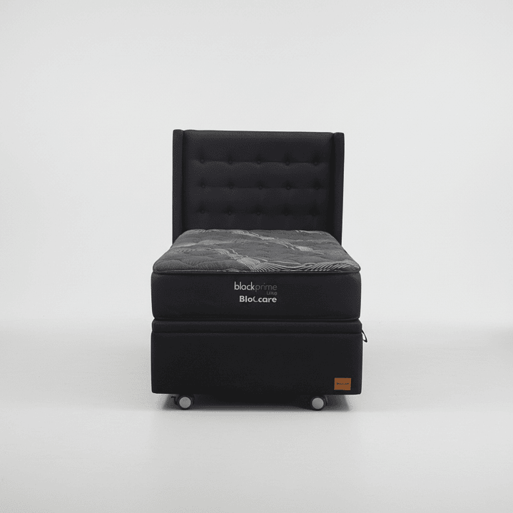 Cama Baul 1.5 Plaza + Colchon Black Prime - Modelo Uno + Respaldo / Ruedas A Eleccion (Negro) 3