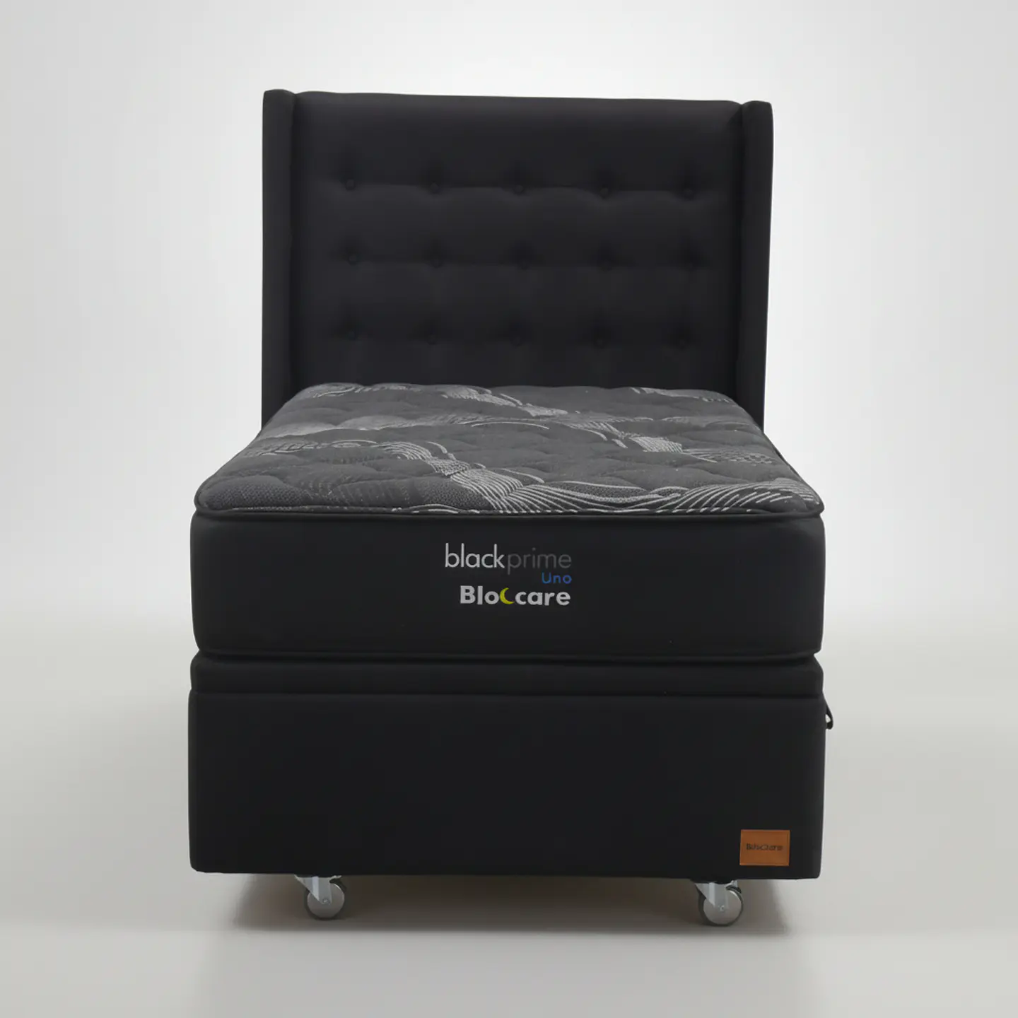 Cama Baul 1.5 Plaza + Colchon Black Prime - Modelo Uno + Respaldo / Ruedas A Eleccion (Negro) 5