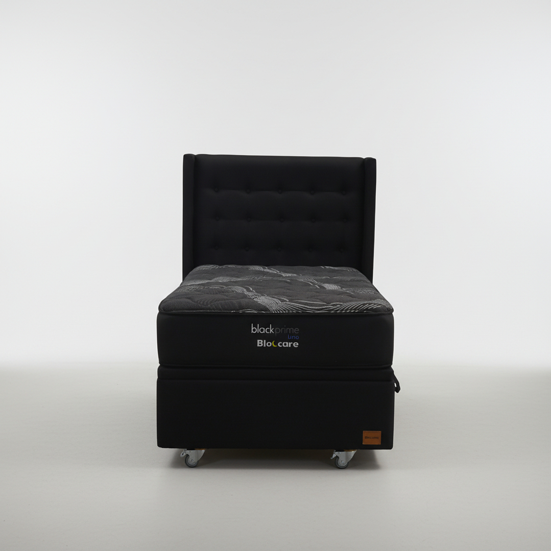 Cama Baul 1.5 Plaza + Colchon Black Prime - Modelo Uno + Respaldo / Ruedas A Eleccion (Negro) 7