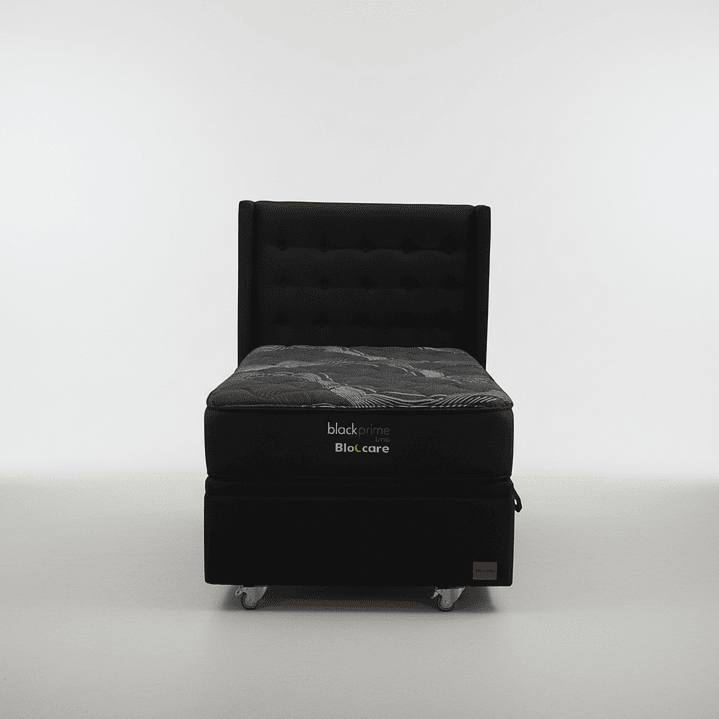 Cama Baul 1.5 Plaza + Colchon Black Prime - Modelo Uno + Respaldo / Ruedas A Eleccion (Negro) 7