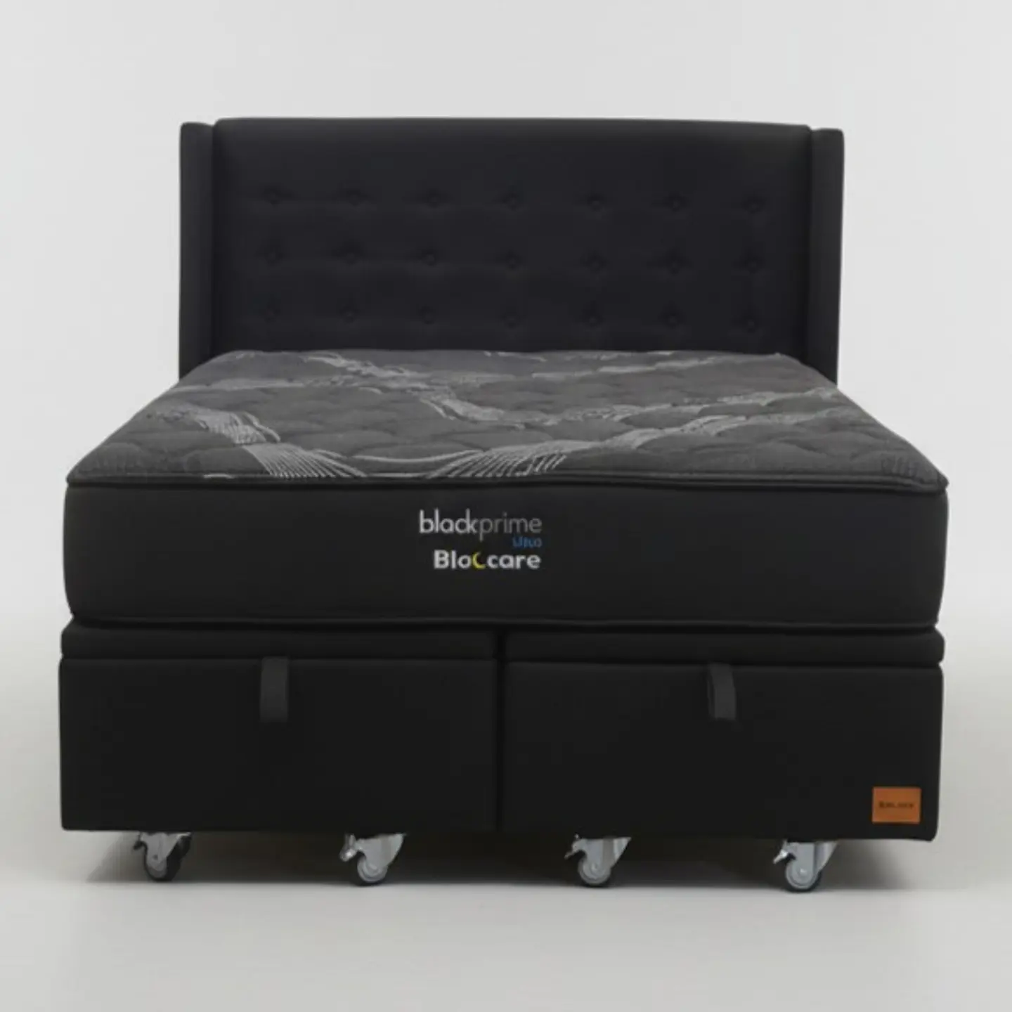Cama Baul Super King + Colchon Black Prime - Modelo Uno + Respaldo / Ruedas A Eleccion (Negro) 7