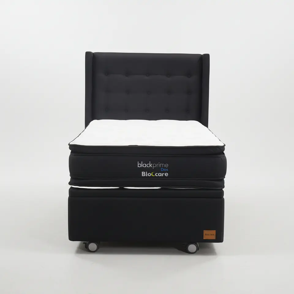 Cama Baul 1.5 Plaza + Colchon Black Prime - Modelo Dos + Respaldo / Ruedas A Eleccion (Negro) 3