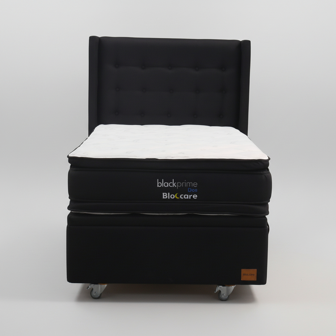 Cama Baul 1.5 Plaza + Colchon Black Prime - Modelo Dos + Respaldo / Ruedas A Eleccion (Negro) 5