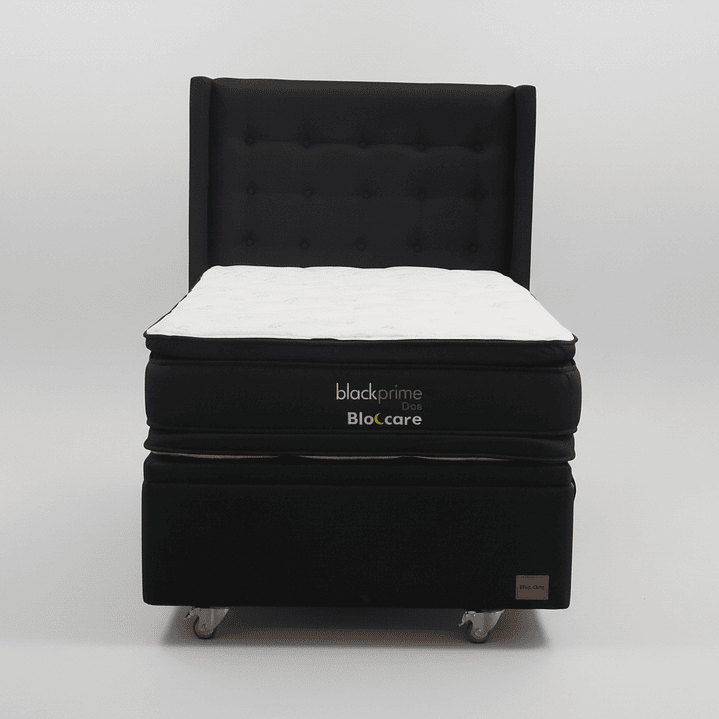 Cama Baul 1.5 Plaza + Colchon Black Prime - Modelo Dos + Respaldo / Ruedas A Eleccion (Negro) 5