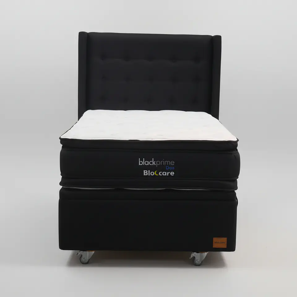 Cama Baul 1.5 Plaza + Colchon Black Prime - Modelo Dos + Respaldo / Ruedas A Eleccion (Negro) 7